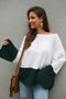 Original Design Color-Matching Spliced Long Sleeved Loose Knitted Sweater Outerwear
