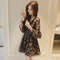 Img 6 - Korean Feminine Elegant Three Quarter Flare Sleeves Slim Look V-Neck Floral Chiffon Mid Length A-Line Dress