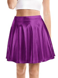 Europe Nightclubs Stage Solid Colored Costume Trendy PU Skirt Women Pleated Skirt
