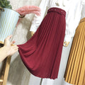 Img 1 - Solid Colored Belt Pleated Skirt Women Mid-Length All-Matching A-Line Skirt