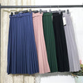 Img 14 - Solid Colored Belt Pleated Skirt Women Mid-Length All-Matching A-Line Skirt