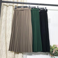 Img 15 - Solid Colored Belt Pleated Skirt Women Mid-Length All-Matching A-Line Skirt