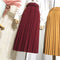 Img 2 - Solid Colored Belt Pleated Skirt Women Mid-Length All-Matching A-Line Skirt