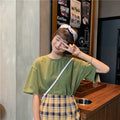 Img 2 - Summer Solid Colored All-Matching Short Sleeve T-Shirt Women INS Korean Loose Student Harajuku BF Minimalist Casual Tops