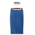 Img 1 - Skirt Solid Colored Splitted High Waist Hip Flattering Slim Look All-Matching Skirt