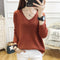 IMG 108 of Yarn Under Undershirt Women Loose Slim Look Solid Colored Long Sleeved Sweater Outerwear