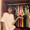 Img 4 - Summer Solid Colored All-Matching Short Sleeve T-Shirt Women INS Korean Loose Student Harajuku BF Minimalist Casual Tops