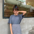 Img 1 - Summer Solid Colored All-Matching Short Sleeve T-Shirt Women INS Korean Loose Student Harajuku BF Minimalist Casual Tops