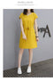 Img 2 - Summer Mid-Length Cotton Blend Dress Women V-Neck Pocket Lace Solid Colored Batwing Sleeve Slim Look Pocket Dress