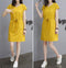 Img 6 - Summer Mid-Length Cotton Blend Dress Women V-Neck Pocket Lace Solid Colored Batwing Sleeve Slim Look Pocket Dress