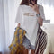 Img 2 - Embroidery Alphabets Short Sleeve T-Shirt Women Summer Korean Loose Student Tops