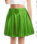 Img 11 - Europe Nightclubs Stage Solid Colored Costume Trendy PU Skirt Women Pleated Skirt