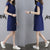 Img 8 - Summer Mid-Length Cotton Blend Dress Women V-Neck Pocket Lace Solid Colored Batwing Sleeve Slim Look Pocket Dress