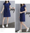 Img 9 - Summer Mid-Length Cotton Blend Dress Women V-Neck Pocket Lace Solid Colored Batwing Sleeve Slim Look Pocket Dress