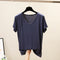 IMG 136 of Summer V-Neck Short Sleeve T-Shirt Korean Loose Slim Look Undershirt Modal Minimalist Plus Size Women Tops T-Shirt