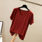 IMG 120 of Summer V-Neck Short Sleeve T-Shirt Korean Loose Slim Look Undershirt Modal Minimalist Plus Size Women Tops T-Shirt