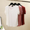 Img 4 - Summer V-Neck Short Sleeve T-Shirt Korean Loose Slim Look Undershirt Modal Minimalist Plus Size Women Tops