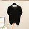 IMG 138 of Summer V-Neck Short Sleeve T-Shirt Korean Loose Slim Look Undershirt Modal Minimalist Plus Size Women Tops T-Shirt