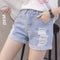 Img 7 - Cotton High Waist Folded Ripped Denim Shorts Women Summer Korean Loose All-Matching Student Wide Leg Hot Pants