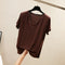 IMG 128 of Summer V-Neck Short Sleeve T-Shirt Korean Loose Slim Look Undershirt Modal Minimalist Plus Size Women Tops T-Shirt