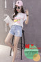 Img 8 - Cotton High Waist Folded Ripped Denim Shorts Women Summer Korean Loose All-Matching Student Wide Leg Hot Pants