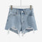 Img 8 - Cotton Ripped High Waist Denim Shorts Women Summer All-Matching Slim Look A-Line Pants Burr Wide-legged