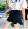IMG 120 of Summer Korean Loose Niche Burr Hot Pants Cotton Plus Size Denim Shorts Women Shorts