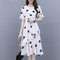 Img 1 - Summer Loose Poker Dot Mid-Length Dress Korean Casual V-Neck Flare Sleeves Women Dress