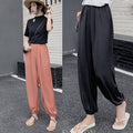 Img 2 - Summer Ice Silk High Waist Slim-Look Ankle-Length Casual Women All-Matching Drape Loose Lantern Cool Wide Leg Pants