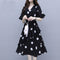 Img 2 - Summer Loose Poker Dot Mid-Length Dress Korean Casual V-Neck Flare Sleeves Women Dress