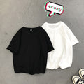 Img 2 - Summer Short Sleeve T-Shirt Solid Colored Round-Neck Undershirt Loose Trendy All-Matching Half Sleeved Tops