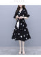 Img 4 - Summer Loose Poker Dot Mid-Length Dress Korean Casual V-Neck Flare Sleeves Women Dress