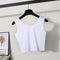 Img 3 - Short Bare Belly Tank Top Women Slim Look Under Bra Yoga Sporty Summer Cotton High Waist Undershirt