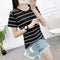 IMG 108 of Short Sleeve T-Shirt Women Summer Korean Student Slim Look Striped Undershirt T-Shirt