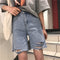 Img 7 - Plus Size Ripped Denim Shorts Women Korean Loose Mid-Length Pants Straight Hot Bermuda Shorts