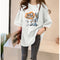 Img 2 - Loose Undershirt Summer Student Casual T-Shirt Cartoon Printed Mid-Length Short Sleeve Trendy All-Matching Tops