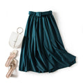 Korean Solid Colored All-Matching Belt High Waist Slim Look Loose Mid-Length A-Line Skirt