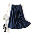Img 7 - Korean Solid Colored All-Matching Belt High Waist Slim Look Loose Mid-Length A-Line Skirt