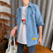 Img 5 - Summer Mid-Length Korean Trendy Short Sleeve Handsome Shirt Loose Couple Hong Kong insTrendy Men Shirt