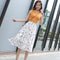 Img 2 - Chiffon Fresh Looking Skirt Women Summer Mid-Length Floral Printed Fairy Dress Korean Flare Skirt