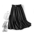 Img 5 - Korean Solid Colored All-Matching Belt High Waist Slim Look Loose Mid-Length A-Line Skirt