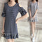 Img 3 - Summer Korean Short Sleeve Ruffle Loose Slim-Look Striped Student Women Dress