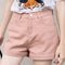 Img 1 - Denim Shorts Women Summer High Waist Loose Korean Slim Look Pink A-Line Outdoor Hot Pants