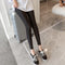 Img 4 - Stretchable Thin Women Black Slim Fit Fitted Pants Slim-Look Step-Over Gloss Outdoor Leggings