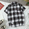 Img 4 - Summer Japanese Harajuku Chequered Short Sleeve Shirt Men Hong Kong Loose Mid-Length Printed Student Half Sleeved Tops Men Shirt