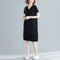 Img 6 - Plus Size Women Summer Loose Korean Mid-Length T-Shirt Solid Colored V-Neck Slim Look Short Sleeve Dress Pocket Dress