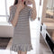 Img 6 - Summer Korean Short Sleeve Ruffle Loose Slim-Look Striped Student Women Dress