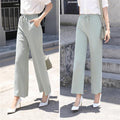 Img 8 - High Waist Wide Leg Women Thin Korean Loose Slim-Look Straight Drape Chic All-Matching Casual Long Pants Culottes
