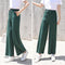 Img 9 - High Waist Wide Leg Women Thin Korean Loose Slim-Look Straight Drape Chic All-Matching Casual Long Pants Culottes