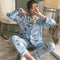 Pajamas Women Cotton Long Sleeved Korean Plus Size Cardigan Loungewear Sets Summer Sleepwear